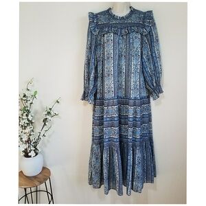 DOEN Mountain Dress in Blue Mandevilla Vine Floral Print